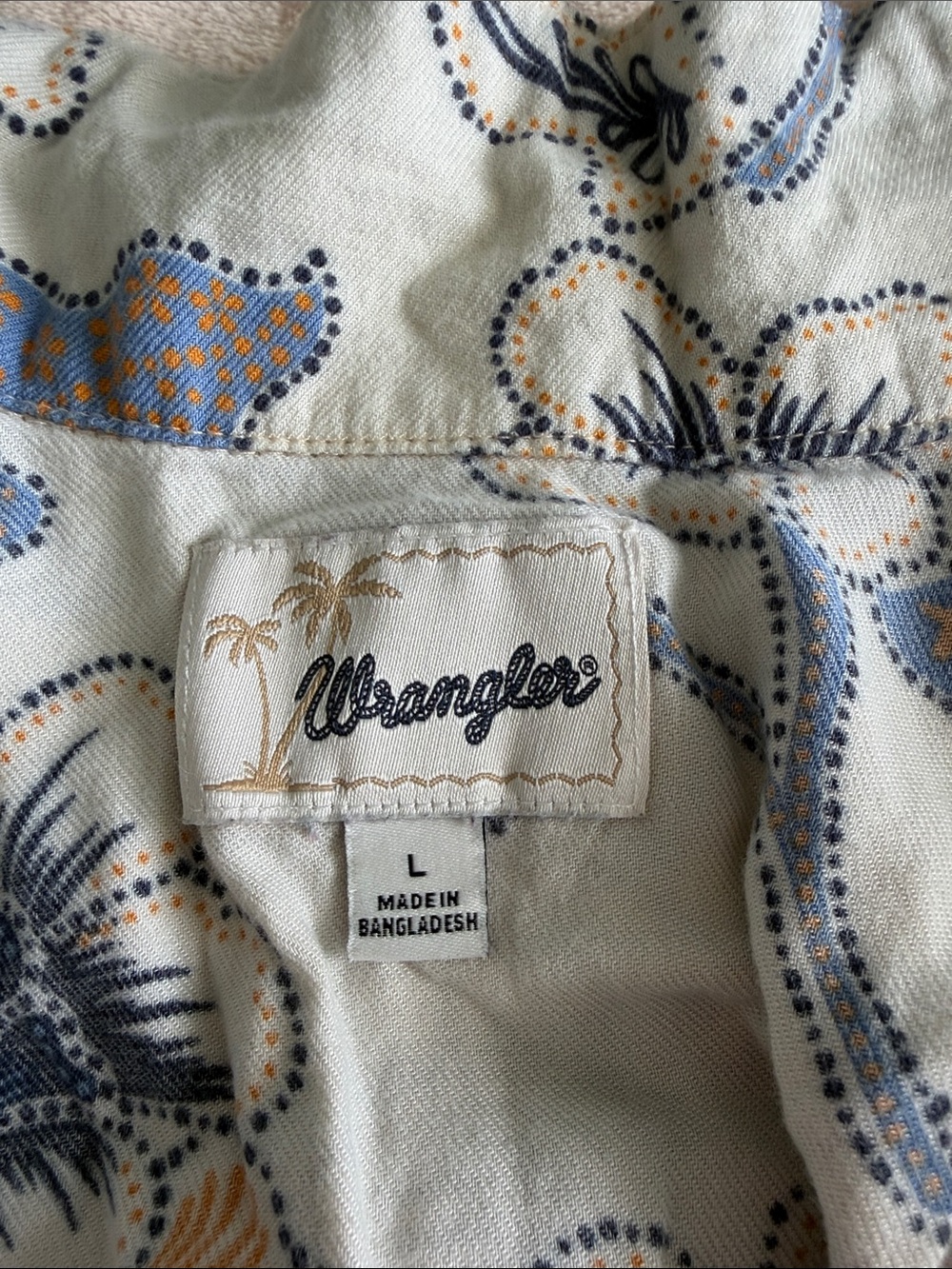 Wrangler Country Western Floral Short-Sleeve Button Shirt Cream Beach Cruise - Picture 6 of 8